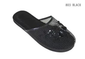 women's beaded mesh slipper black size 5-10 Case of 96