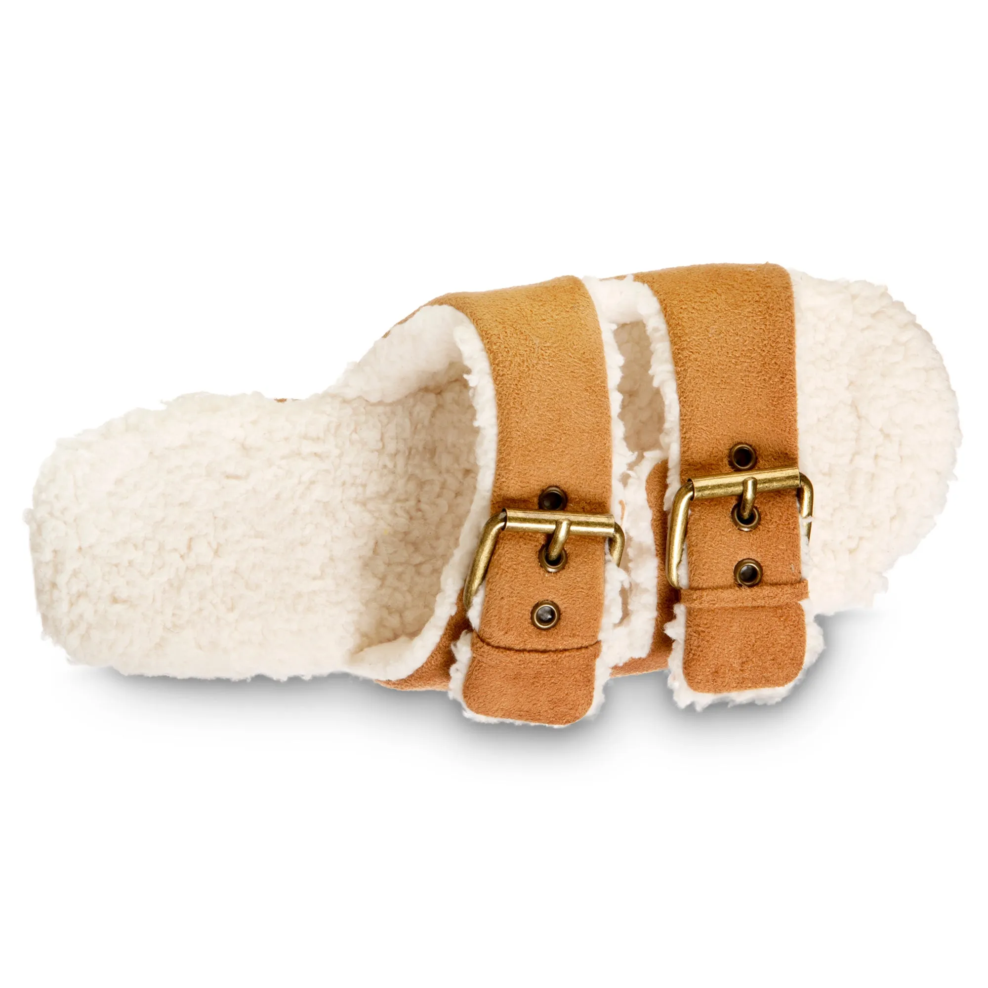 Women's Microsuede Double Buckle Slide Slippers