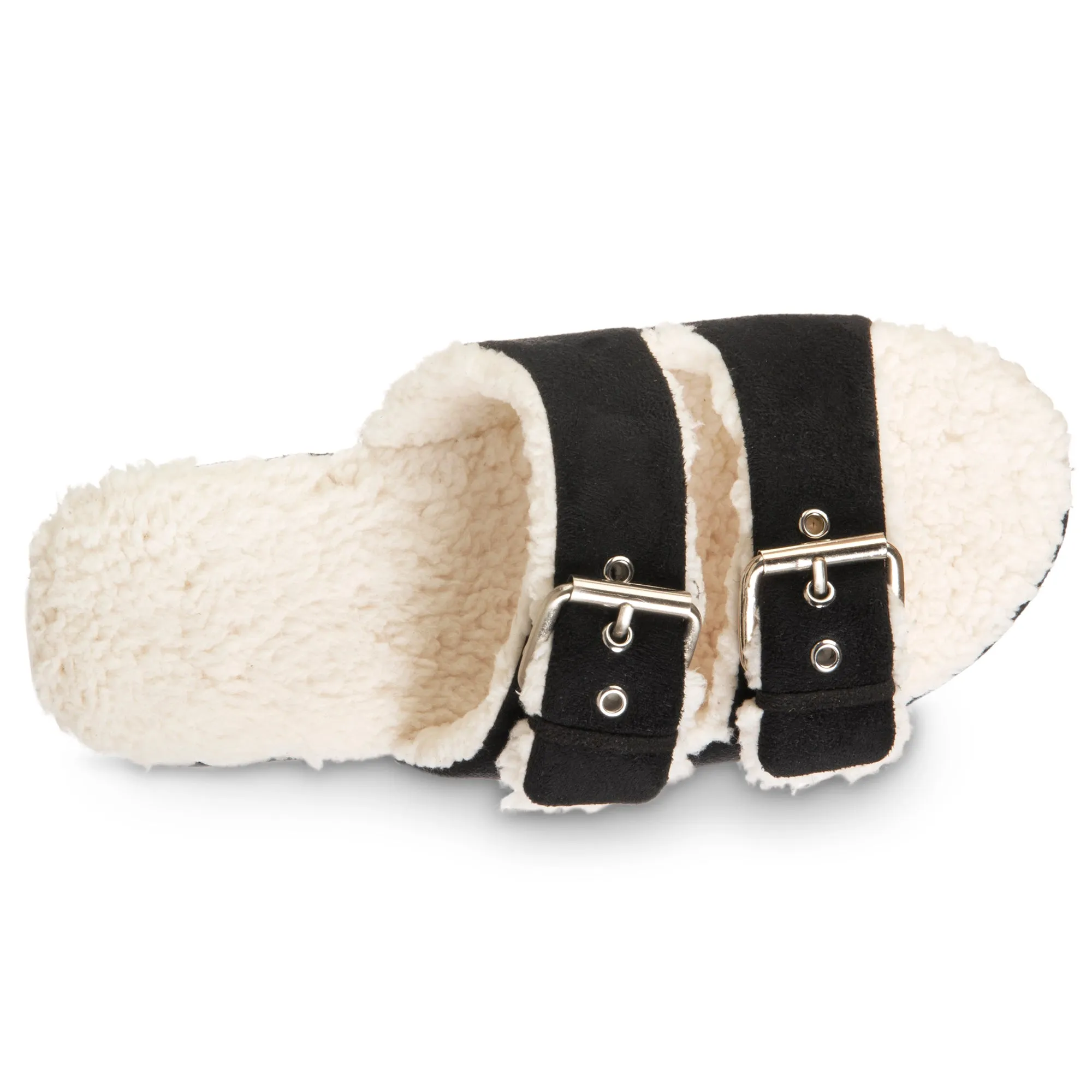 Women's Microsuede Double Buckle Slide Slippers