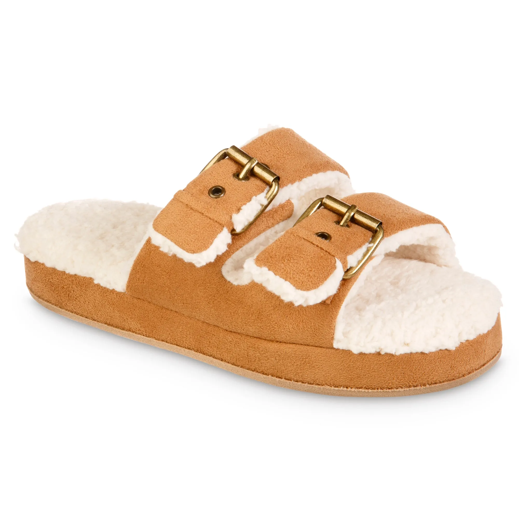 Women's Microsuede Double Buckle Slide Slippers